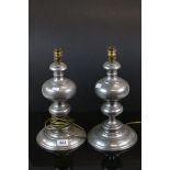 *Pair of Spanish pewter table lamps , bases stamped 'Pedraza Segovia Spain' ***Please note that