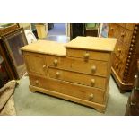 19th century Pine Cupboard with Step Top and an arrangement of Four Drawers and a Cupboard, 122cms