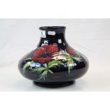 Large Moorcroft Pottery squat Vase in Anemone pattern, stands approx 19.5cm