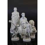Small collection of unpainted ceramic figures to include Classical Greek Athletes plus a Plaster