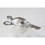 Silver plated clip in the form of a duck