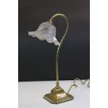 * Brass table Lamp with Frosted Glass shade & approx 41cm tall ***Please note that VAT is applicable