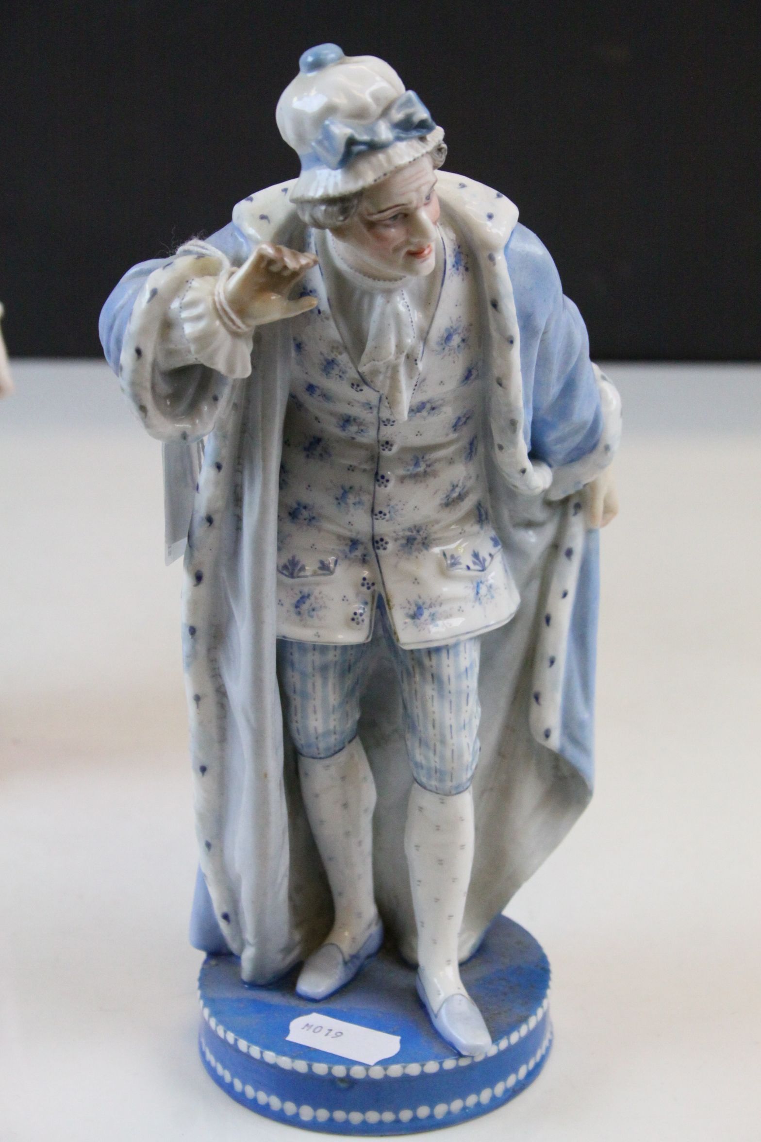 Pair of 19th Century Porcelain figures, each approx 23cm tall with green Anchor marks to bases, - Image 4 of 7