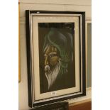 J.P Carroll pastel of Middle Eastern elder, dated 1976, signed