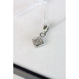 9CT white diamond pendant necklace on gold chain cased