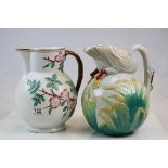 *Floral decorated water Jug plus a Swan Ewer approx 29cm in height ***Please note that VAT is