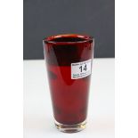Ruby glass Vase with ground out Pontil to base, stands approx 14.5cm