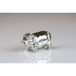 Cast silver figure of a hippopotamus