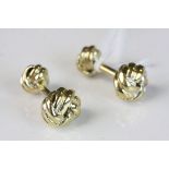 Pair of gold plated knot style cufflinks