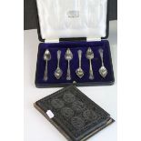 Cased set of six EPNS grapefruit spoons together with The Miracles of our Lord lacquered book with