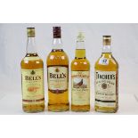 Two bottles of Bells Scotch Whisky, a bottle of Famous Grouse & a bottle of Teachers (4)