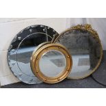 Regency Style Circular Gilt Framed Mirror, 33cms diameter, another Circular Gilt Framed Mirror,