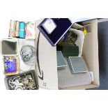 Box of mixed collectables, mainly vintage Costume jewellery including Hallmarked Silver etc