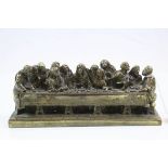 Bronze effect model of The Last Supper, measures approx 21 x 9 x 6cm