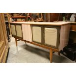 1960's ' Beautility ' Formica Covered Teak Sideboard Cocktail Cabinet, with lighting, dated to verso
