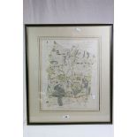 *Framed & glazed Edward Halstead Map "The Hundred of Codsheath" featuring Sevenoak, Chevening,