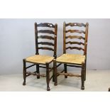 *Two Elm and Oak Ladderback Chairs, both with shaped horizontal back rails between two turned