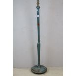 *Edwardian Blue Painted Lampstand, painted with flowers and leaves, 152cms high ***Please note