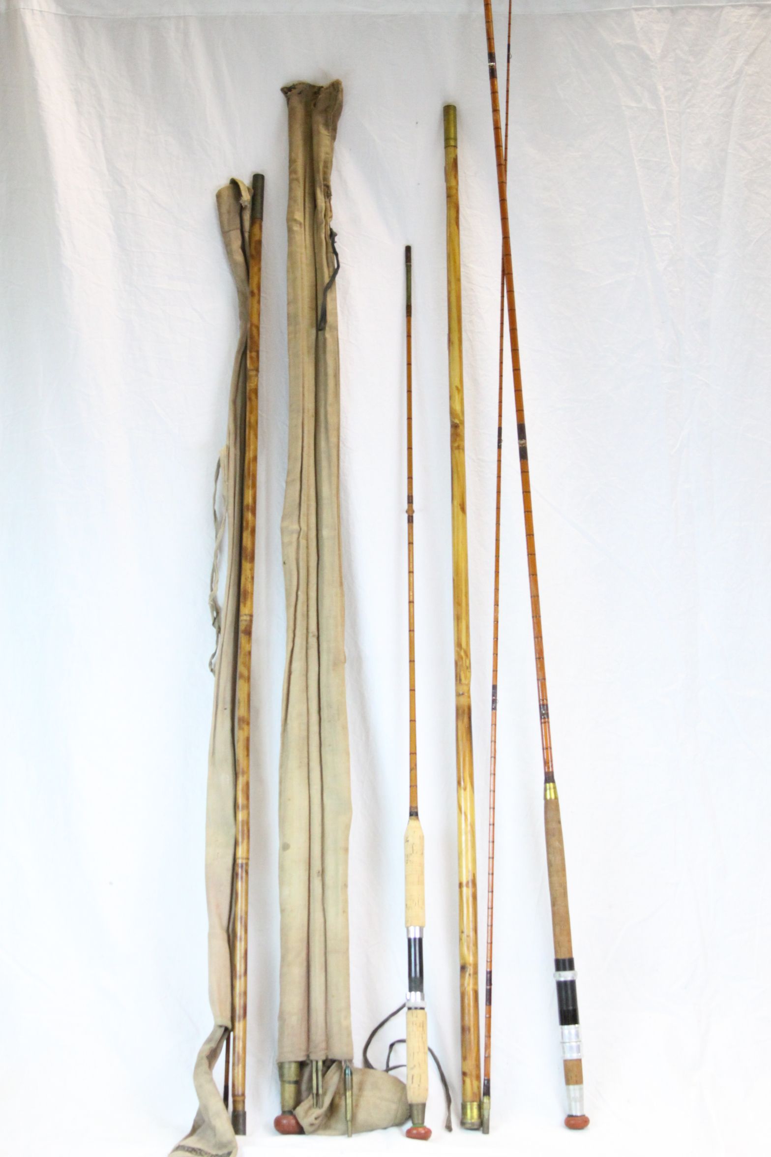 Split cane 'The Light Caster' two piece Allcock spinning rod with bag, a 20th century Hardy split
