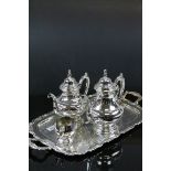 20th century Oneida silver plated tea set to include two handled tray