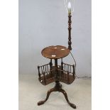 *Mahogany Lamp Table, the circular table top with raised rim, a turned lamp stand affixed to a