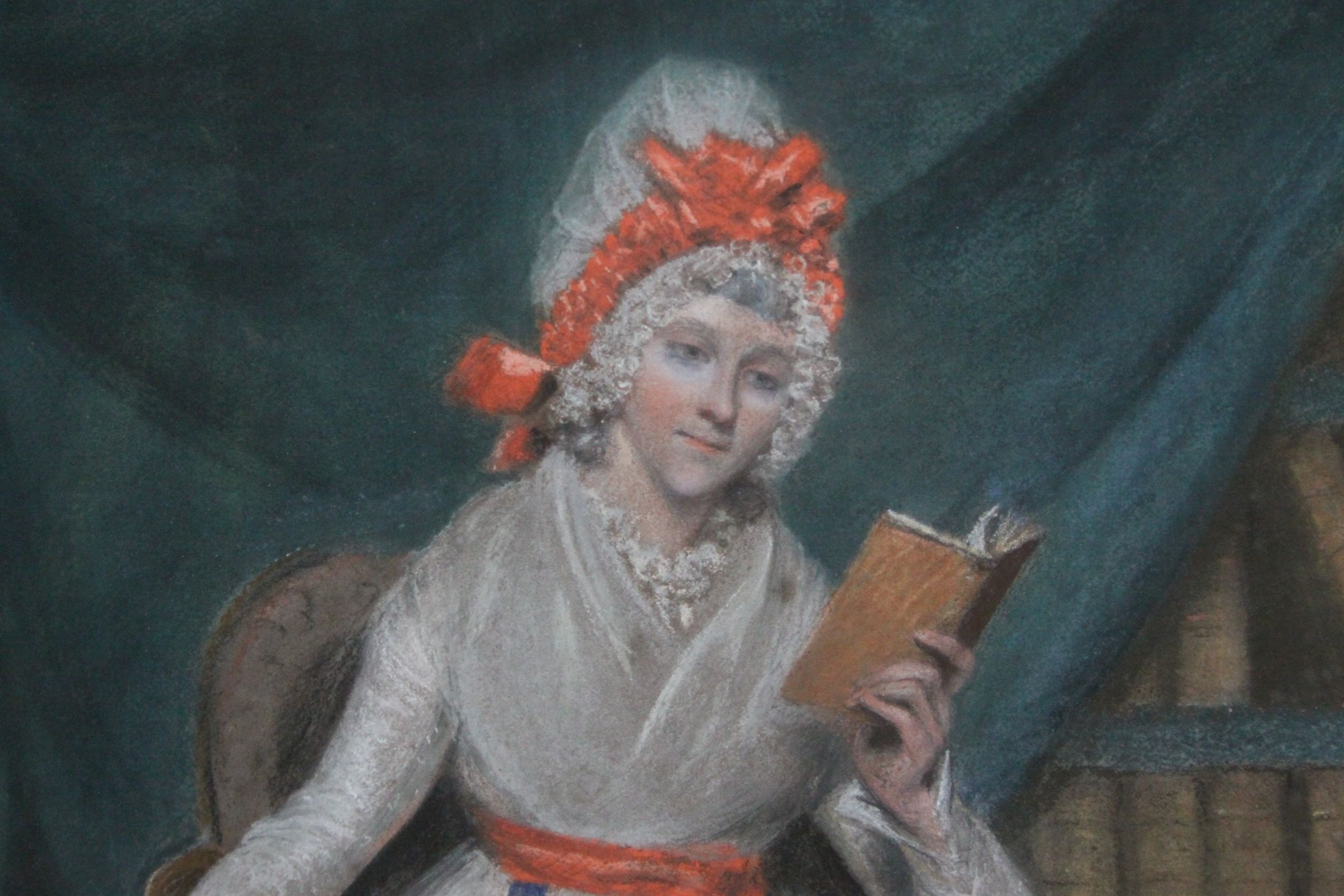 Gilt framed Pastel on canvas of a seated Lady reading a Book, image approx 52 x 38cm - Image 2 of 3