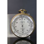 Early 20th century brass pocket barometer, stamped Harrods Ltd Opticians London no. D 15836