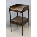 Early 19th century Mahogany Washstand with Gallery Back, Pot Shelf and Drawer raised on Square