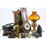 Mixed collectables to include; the pairs of Binoculars, "Highlands" wooden Mantle Clock, hand