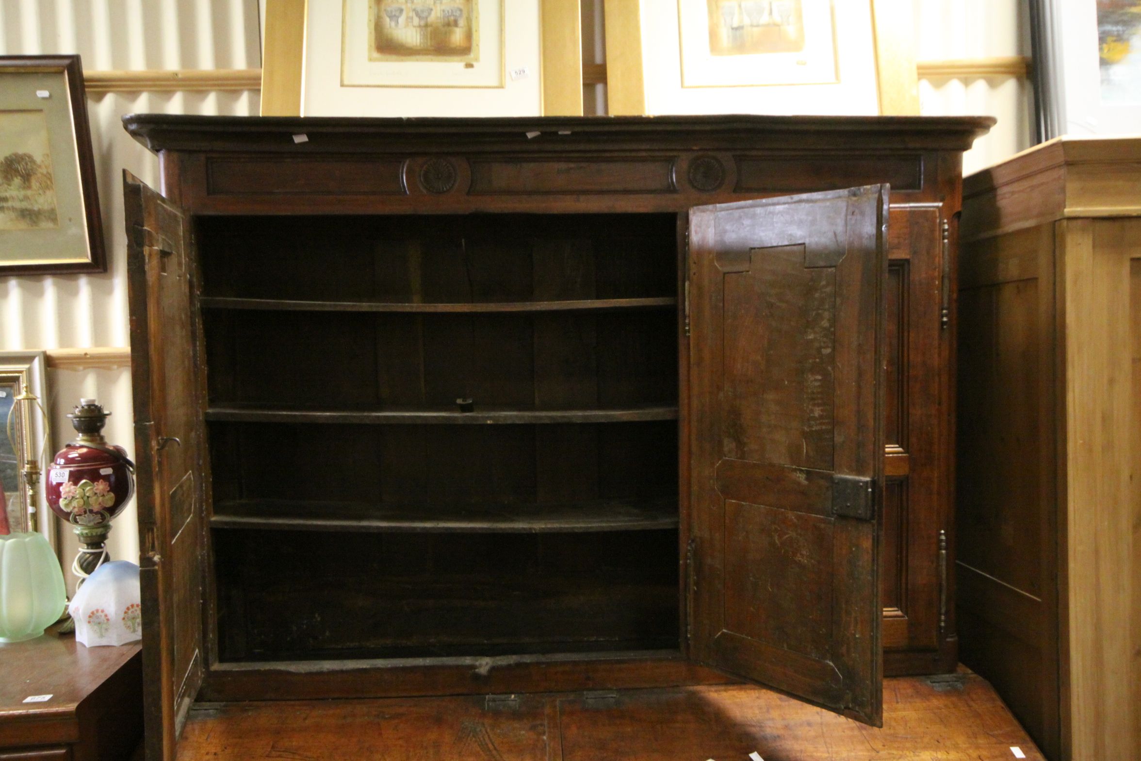 *18th century French Walnut Provincial Cupboard, the upper section with three cupboard doors above a - Image 6 of 12