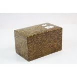 *Burr Maple effect Tea caddy of rectangular form with hinged lid & twin interior compartments,