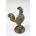 Antique brass cockerel pin cushion