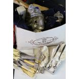 Large box of mixed vintage Cutlery, some boxed, mainly Silver plate