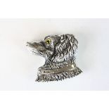 Silver dog brooch/pendant with glass eyes