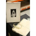 Circa 1930s bridal head dress and veil with photo of bride wearing same