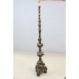 *19th century Continental Gilt Gesso Church Candlestick, converted to a lamp, approx. 129.5cms