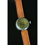 Vintage Ingersoll radio-lite trench watch with luminous radium dial on leather strap