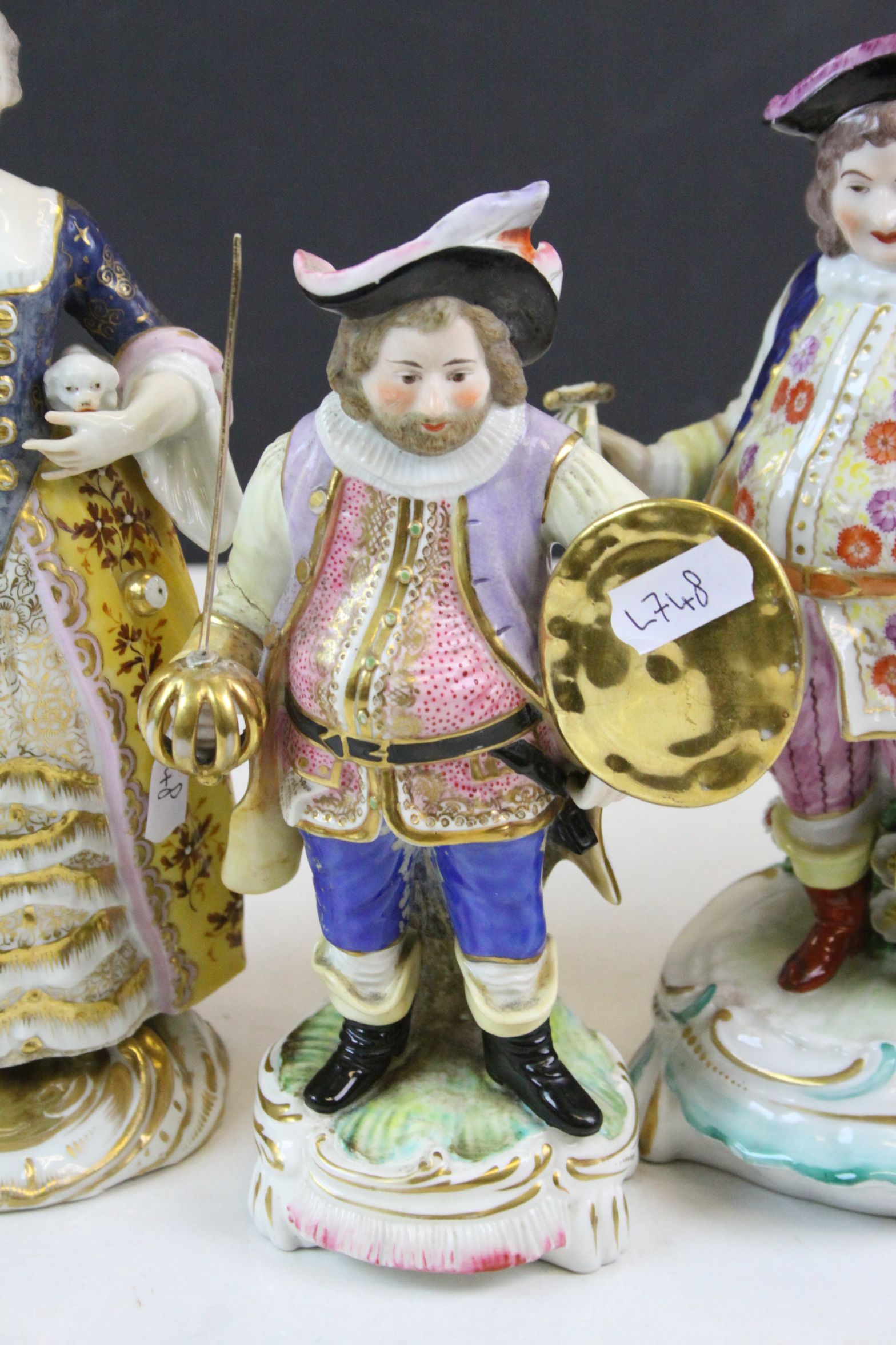 Three 19th Century Derby Porcelain figurines, one modelled as a figure with paunch carrying - Image 3 of 9