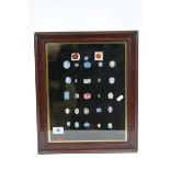 Mahogany framed & glazed collection of mainly Cameo type Wax Seals, frame approx 44 x 37cm