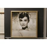 Large studio art portrait of film Starlet Audrey Hepburn, approx.75cm x 75cm
