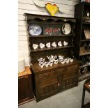 18th century Style Oak Dresser, the back with Two Shelves above a base with three small drawers