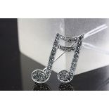 Silver and Marcasite brooch in the form of a musical note