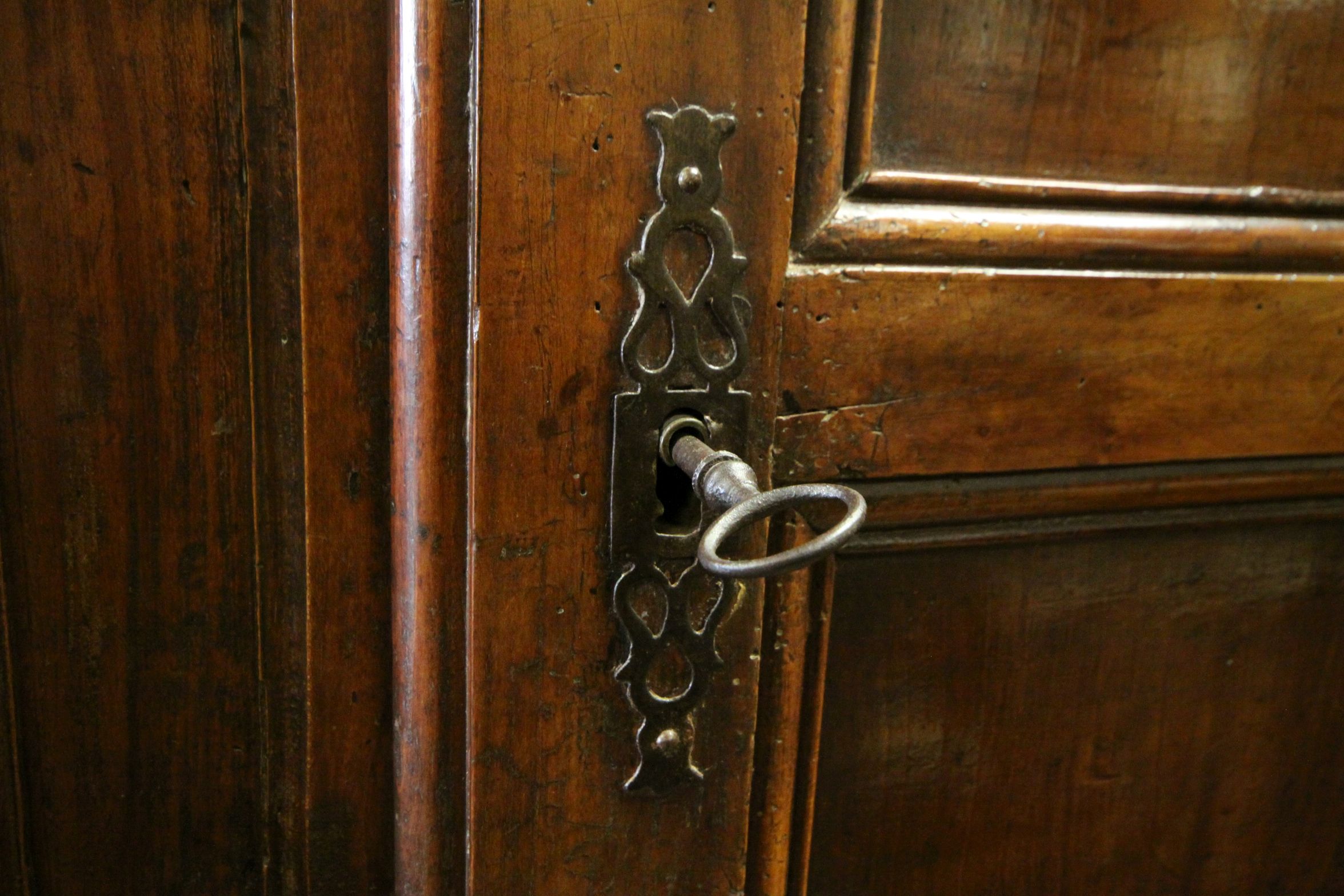 *18th century French Walnut Provincial Cupboard, the upper section with three cupboard doors above a - Image 5 of 12