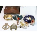 Small box of mixed collectables to include Carlton Ware Heraldic ashtray, Staybrite Military