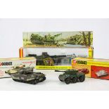 Three boxed Corgi military diecast models to include 908 AMX300 Recovery Tank (complete with