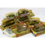 Eight boxed Dinky military diecast models to include 694 Tank Destroyer, 696 Leopard Anti Aircraft