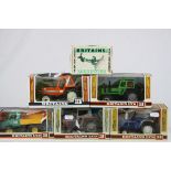 Four boxed Britains 1:32 metal and plastic tractors to include nos 9528, 9524, 9526 & 9522, together