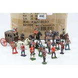 Collection of vintage metal figures to include Britains featuring wagon with horses, military,