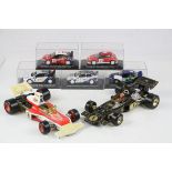 Collection of diecast racing car models to include 5 x cased models featuring Peugeot 206 WRC,