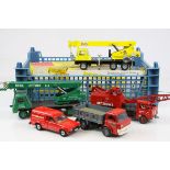 Two boxed Dinky 980 Coles Hydra Truck 150T diecast models, one with custom Collett Crane decals,